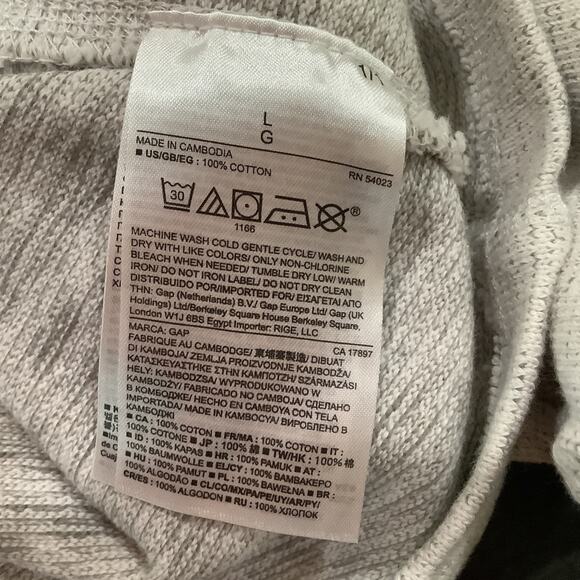 GAP Dorito Long Sleeve 100% Cotton Slub Thermal Boyfriend Sweatshirt in Snow Cap - Picture 12 of 12